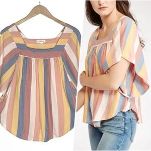 beachlunchlounge Multicolor Striped Blouse linen blend size XL beach 🏖️